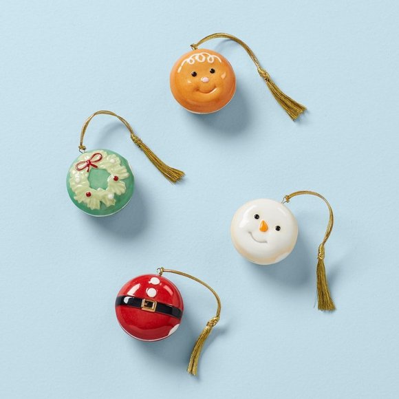 Lenox Other - Lenox Porcelain Macaron Christmas Characters 4-Piece Ornament Set